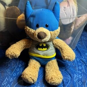 Gund Batman Teddy Bear Plush Blue Cape Yellow Trim DC Comics Collectible 14"